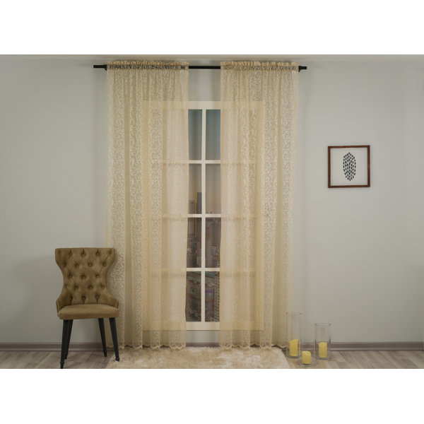 Lilijan Home & Curtain Cream Lace Classic Sheers Curtain Panels,Sheer Window Curtain,Shabby Chic ...
